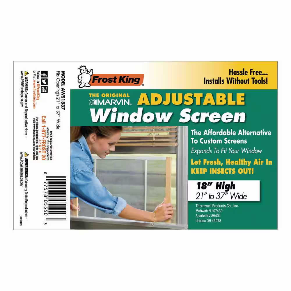 21 – 37 In. W X 18 In. H Clear Wood Frame Adjustable Window Screen