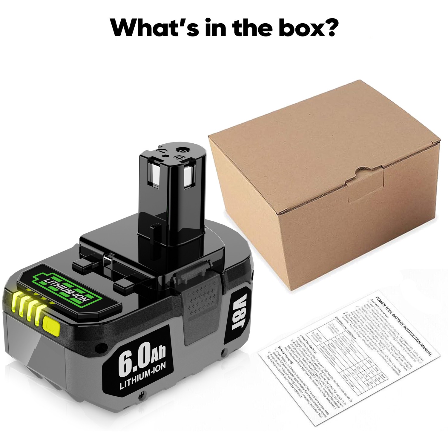 FOR RYOBI P108 ONE+ PLUS 18V 6.0 Ah LITHIUM-ION HIGH PERFORMANCE BATTERY PBP007