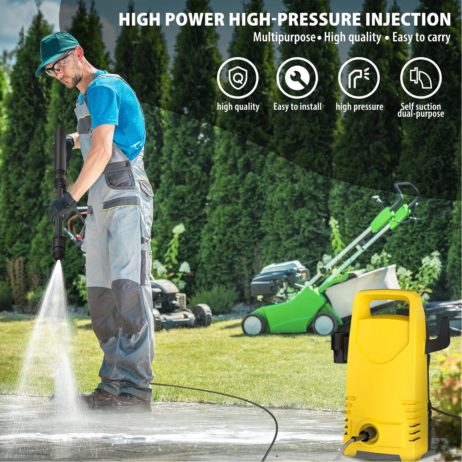 5000 PSI Electric Pressure Washer High Pressure Washer Portable Powered Washer