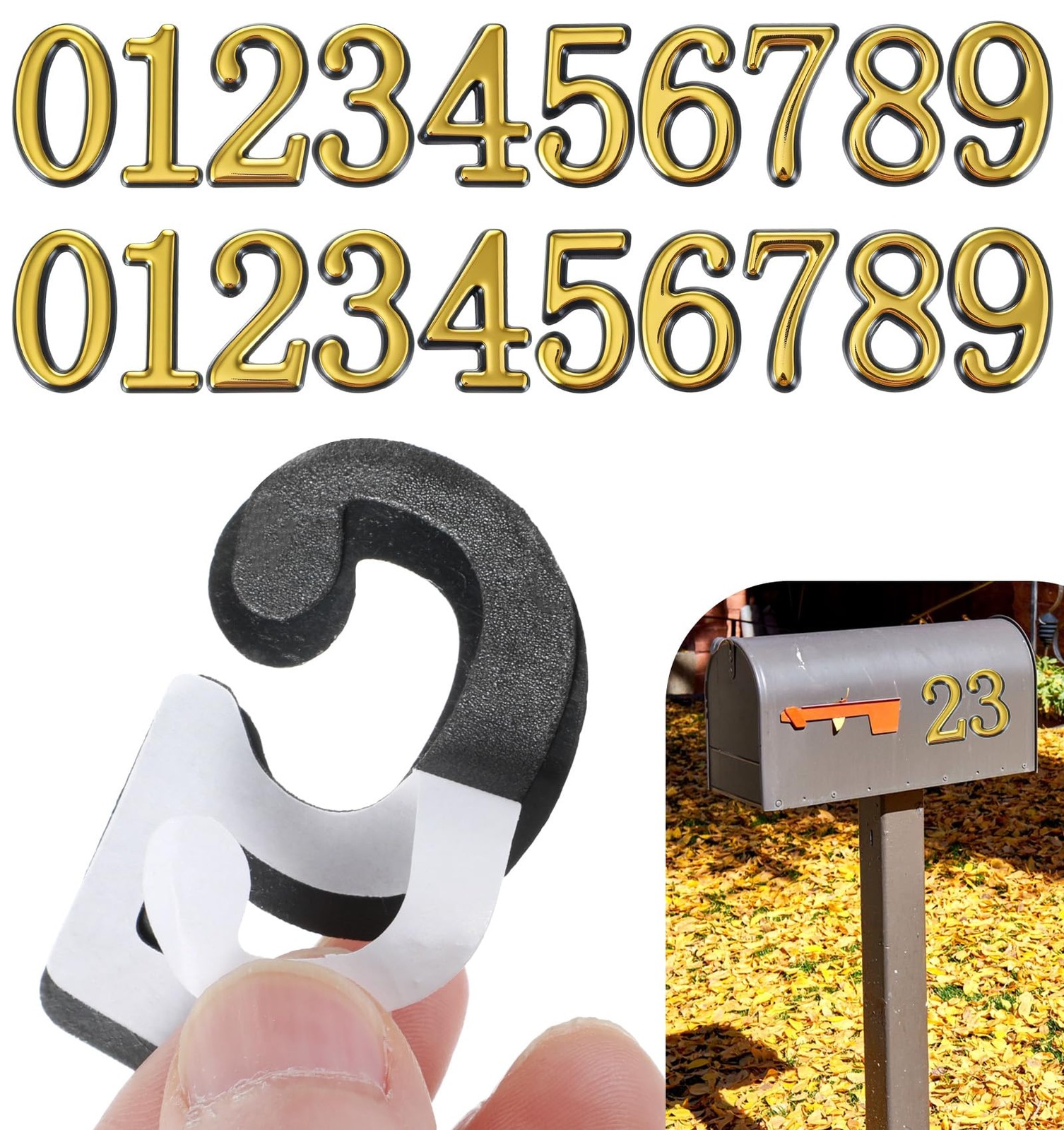 20Pcs Gold Mailbox Numbers, 2 Inch Mail Box Numbers for Mailbox Outside, Self…