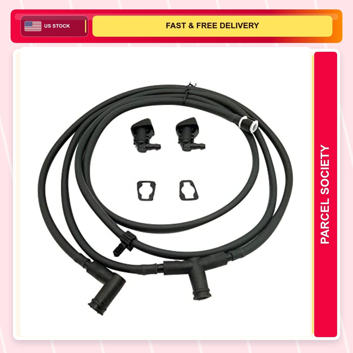 Windshield Washer Black 1.0 Count Nozzle Jet Hose Kit Ford Super Duty Replace