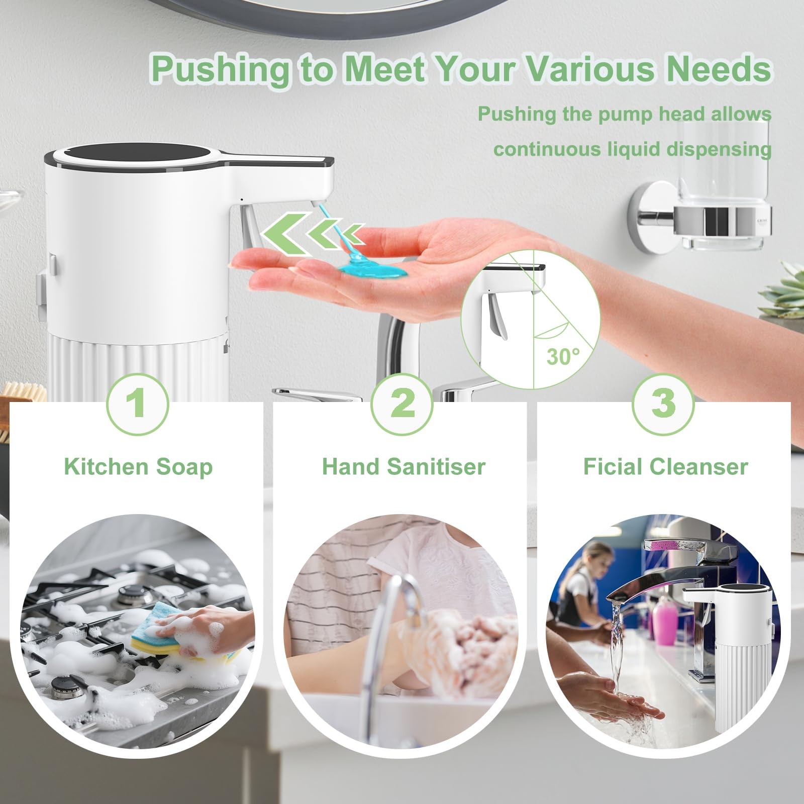 Push-Activated Automatic Soap Dispenser, Soap Dispenser for kitchen,Continuou…