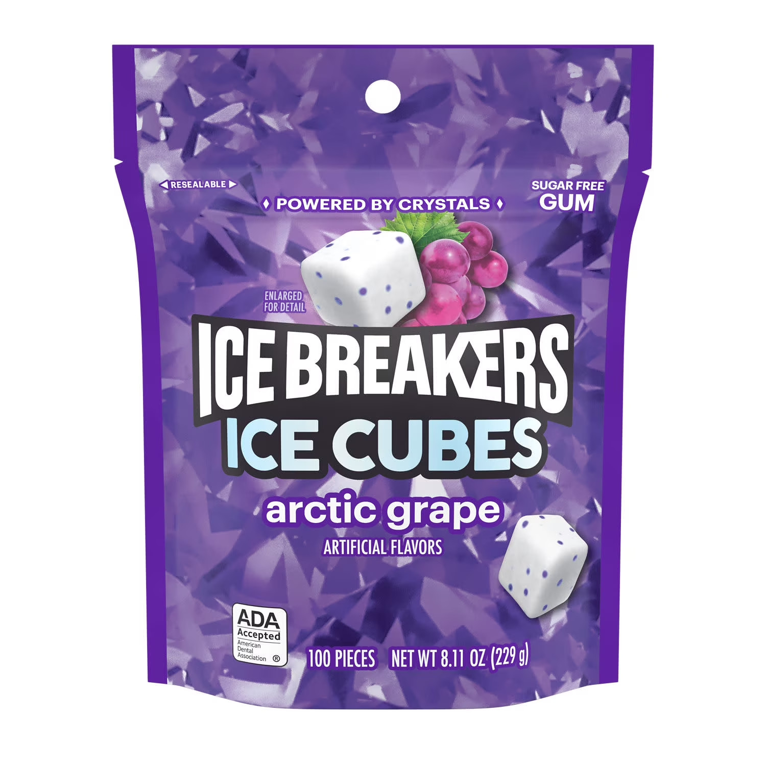 (Pack of 2) Ice Breakers Ice Cubes Arctic Grape Sugar Free Gum 8.11 oz 200 pcs
