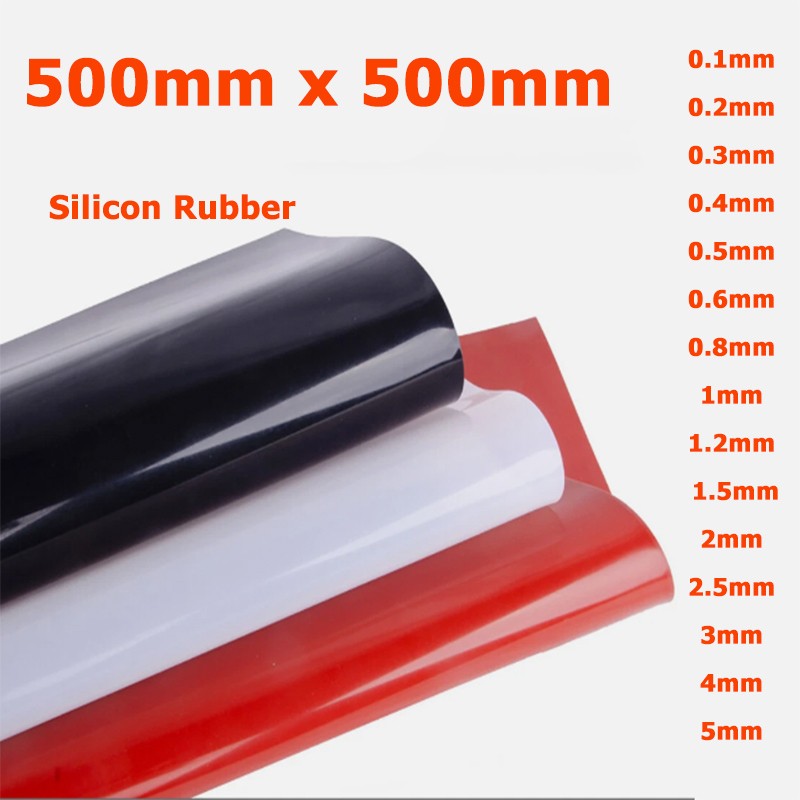 0.1mm – 5mm Thick Thin Silicone Rubber Plate Rubber Mat Sealing Sheet 500x500mm