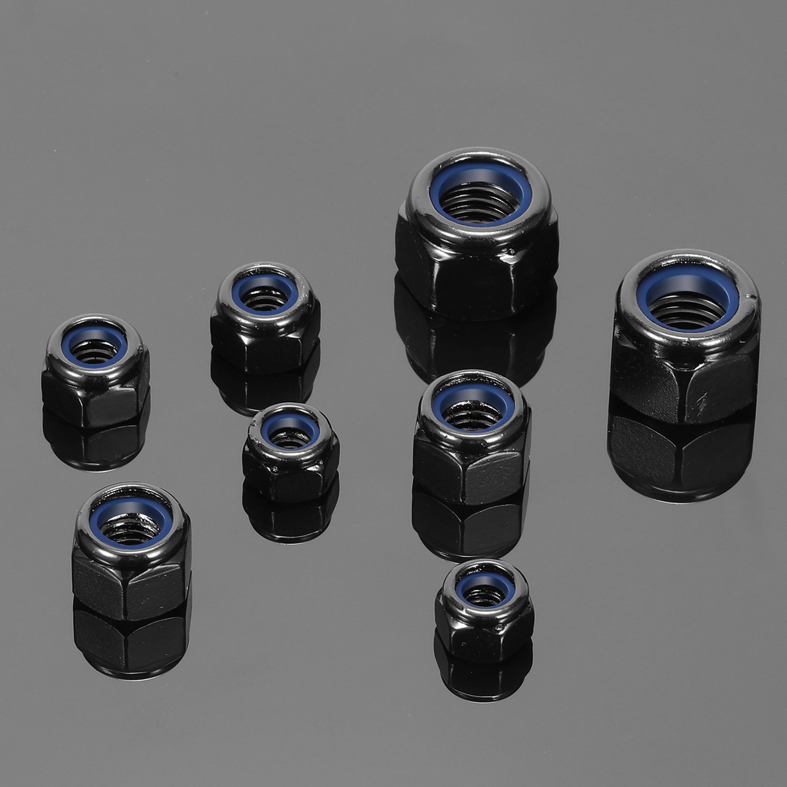 M6 x 1.0mm Nylon Insert Hex Lock Nuts 50Pcs 304 Stainless Steel M6, Black