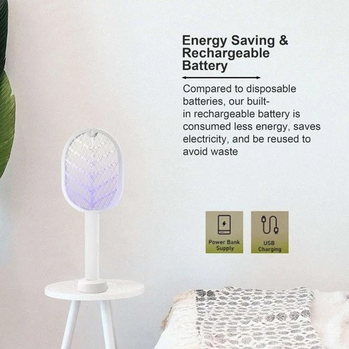USB Rechargeable Electric Fly Swatter Mosquito Zapper Bug Insect Killer Racket