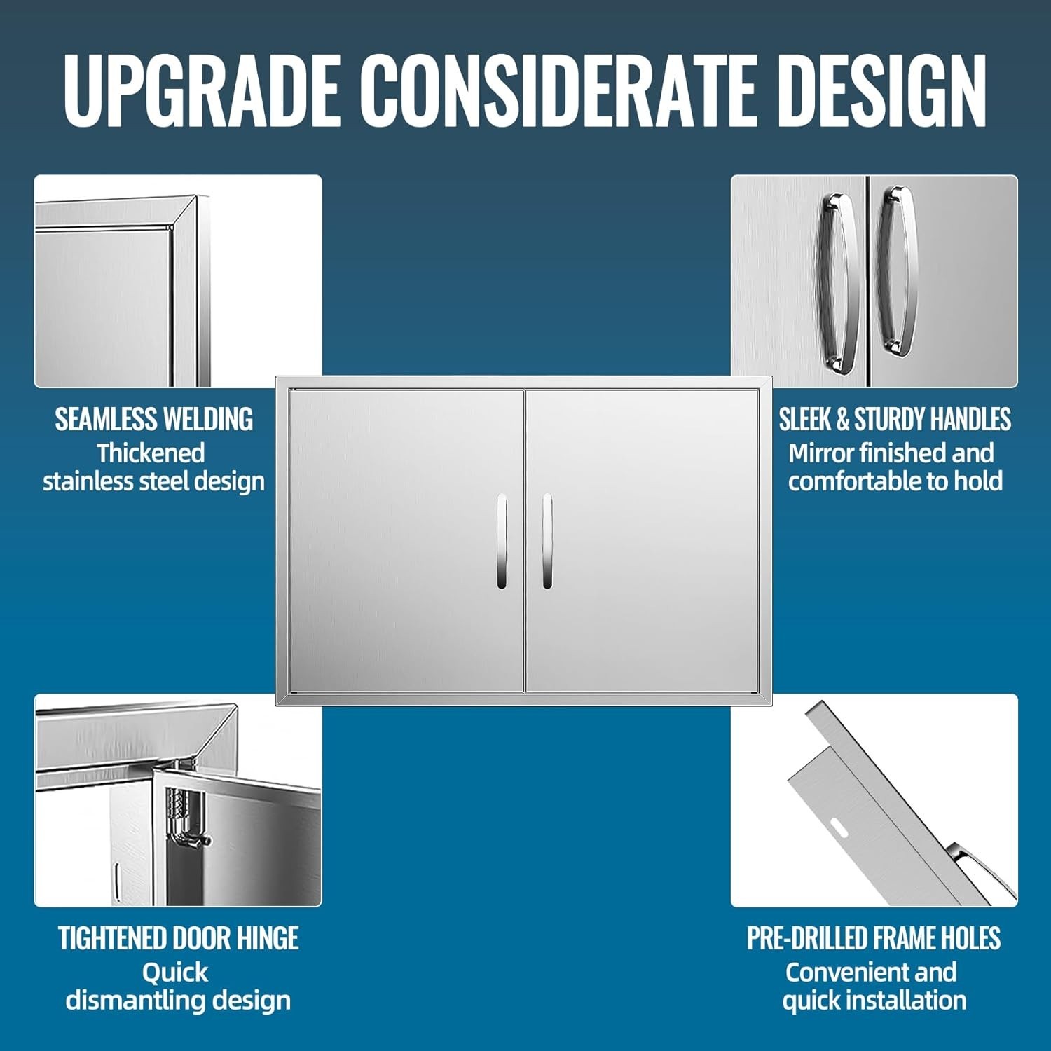 Outdoor Kitchen Doors, 36″ Wx21″ H 304 Stainless Steel BBQ Access Door w/ handle