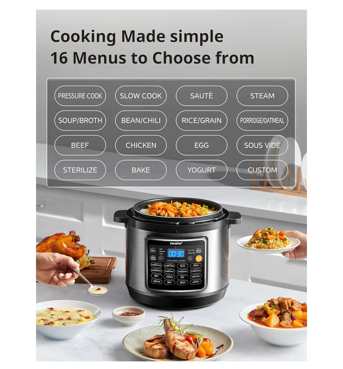 COMFEE’ 16 in 1 Electric Pressure Cooker Instant Multi Cooker – D