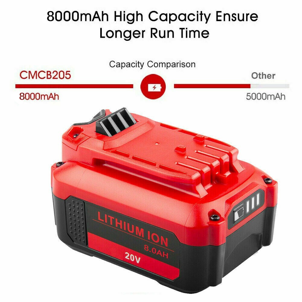2Pack 20V 8.0Ah Battery for Craftsman CMCB205 CMCB204 CMCB206 CMCB202 CMCB201