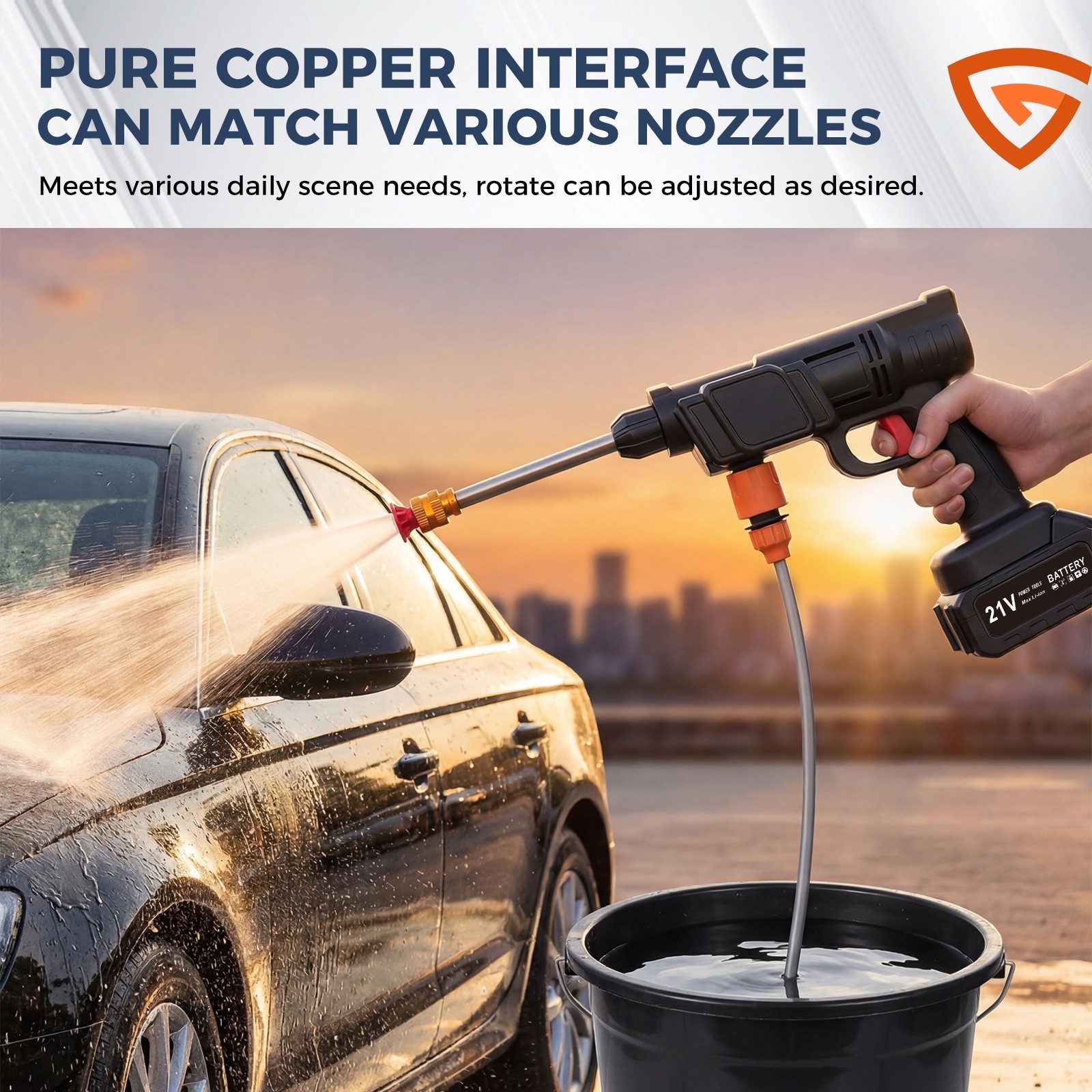 Water Pressure Washer For vehicles Portable 70 dB US 1.2mpa/145PSI Cordless