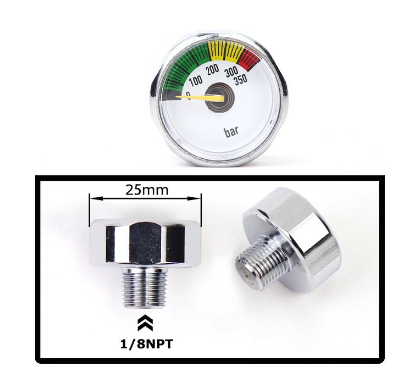 PCP Air Mini Micro Pressure Gauge Manometre Manometer 1/8BSP(G1/8) 1/8NPT M10 M8