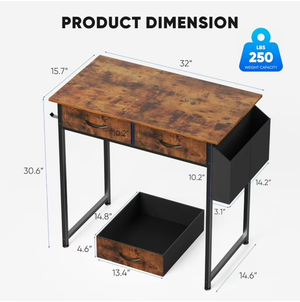 Bigleap Computer Office Desk Small 31.5 inch Student Study Writing Work