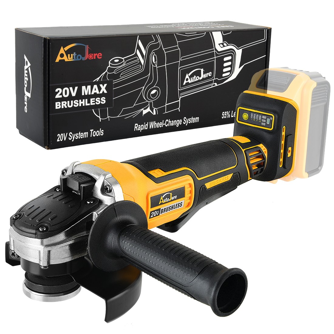 Cordless Angle Grinder for Dewalt 20V Battery 4-1/2″ Brushless 9000RPM Tool Only