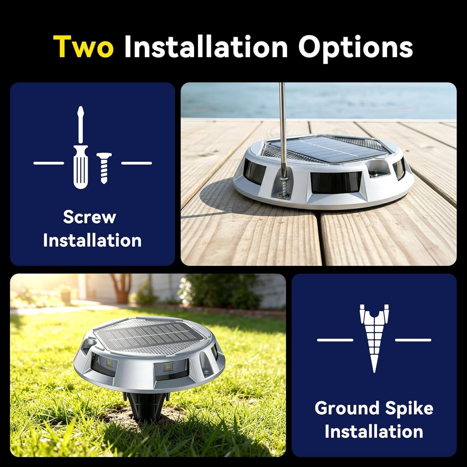 9 in 1 Solar Driveway Lights w/ Remote Outdoor Marine Dock Deck Pathway Lamps