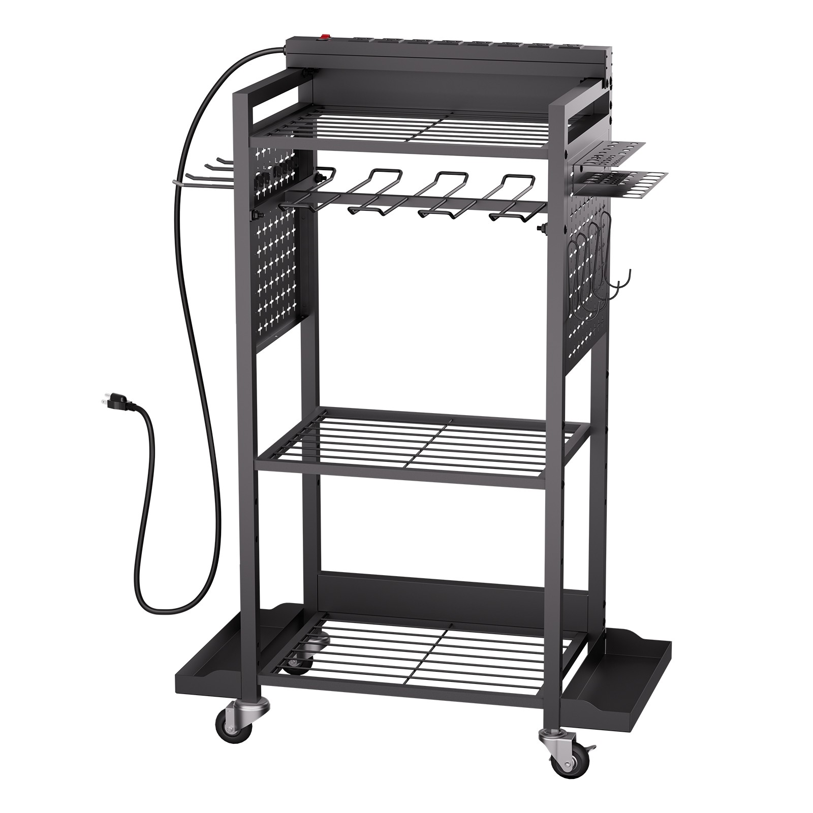 VEVOR 4-tier Tool Organizer Cart with Charging Station Garage Cart on Wheels