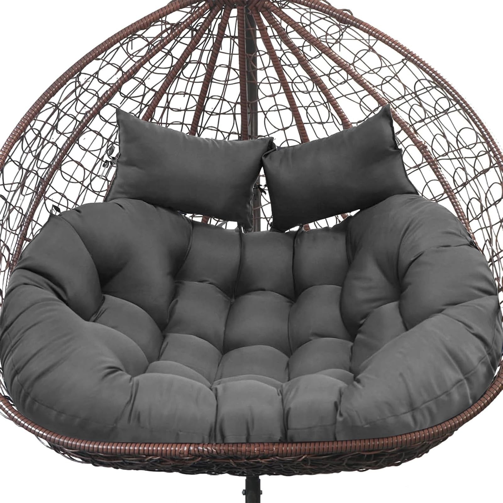 Egg Chair Cushion 55x35in Double Waterproof Grey Replacement boyspringg Outdoor