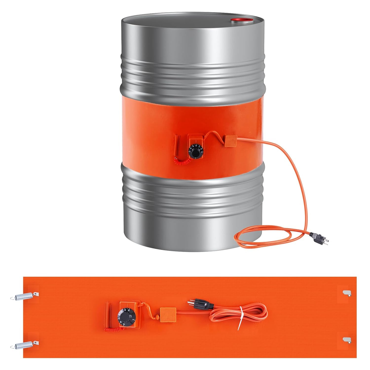 55 Gal Drum Heater Band 2000W 110V Silicone Thermostat 30–150°C, Adjustable Heat