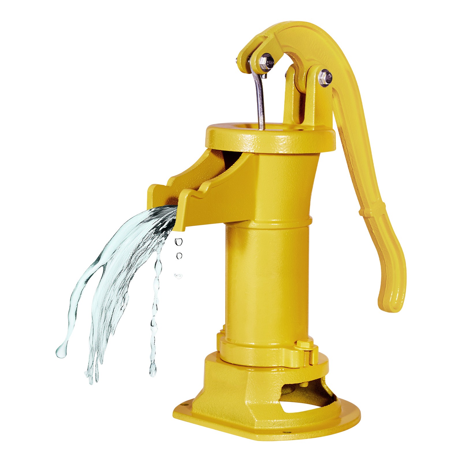 Uimoso Antique Cast Iron Manual Water Pump 25ft Hand Pitcher Pump, Yellow Finish