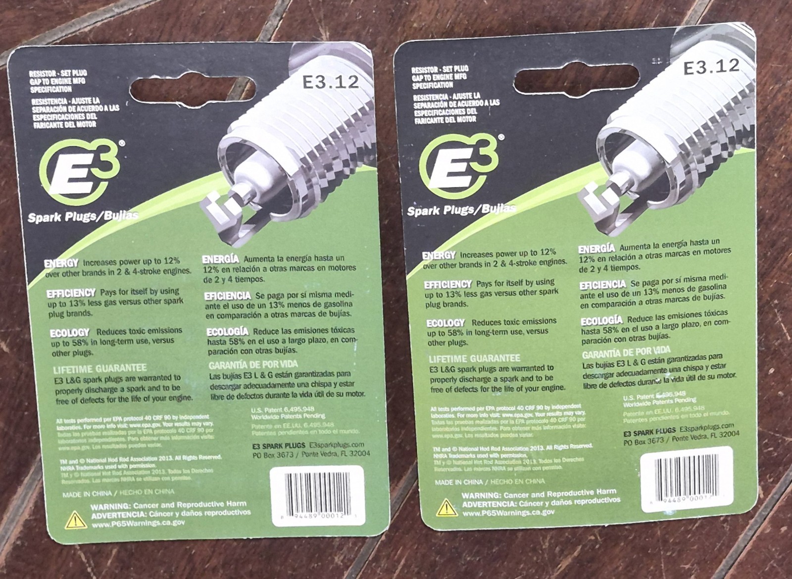 2 x E3 Spark Plugs: Resistor, Set Plug Gap To Engine MFG Specification E3.12