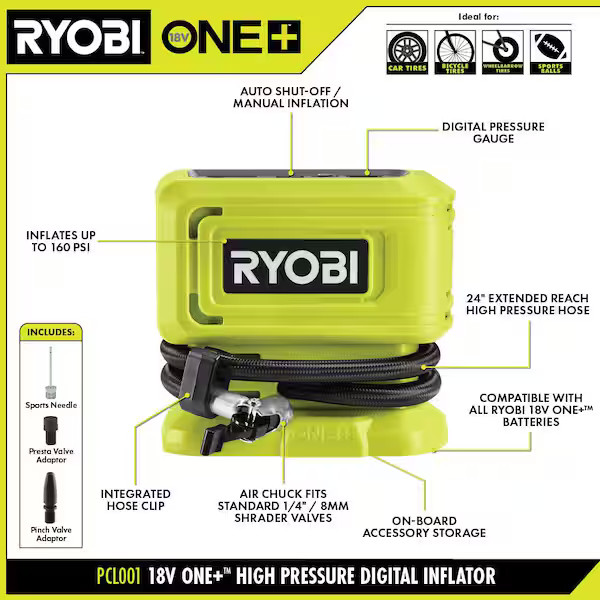 ONE+ 18V Cordless High Pressure Inflator (Tool Only)