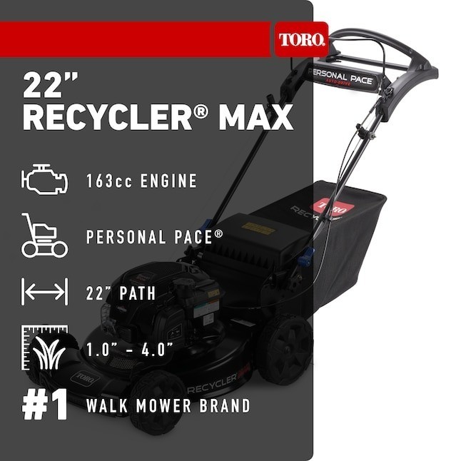 Toro Recycler Max 22in Self Propelled Gas Lawn Mower 163cc Briggs Stratton