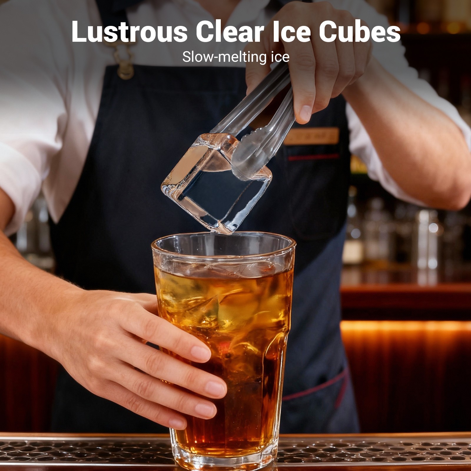 Countertop Ice Maker Clear 3 Cubes Portable 22lbs/Day Self Cleaning, 1.6″ Square