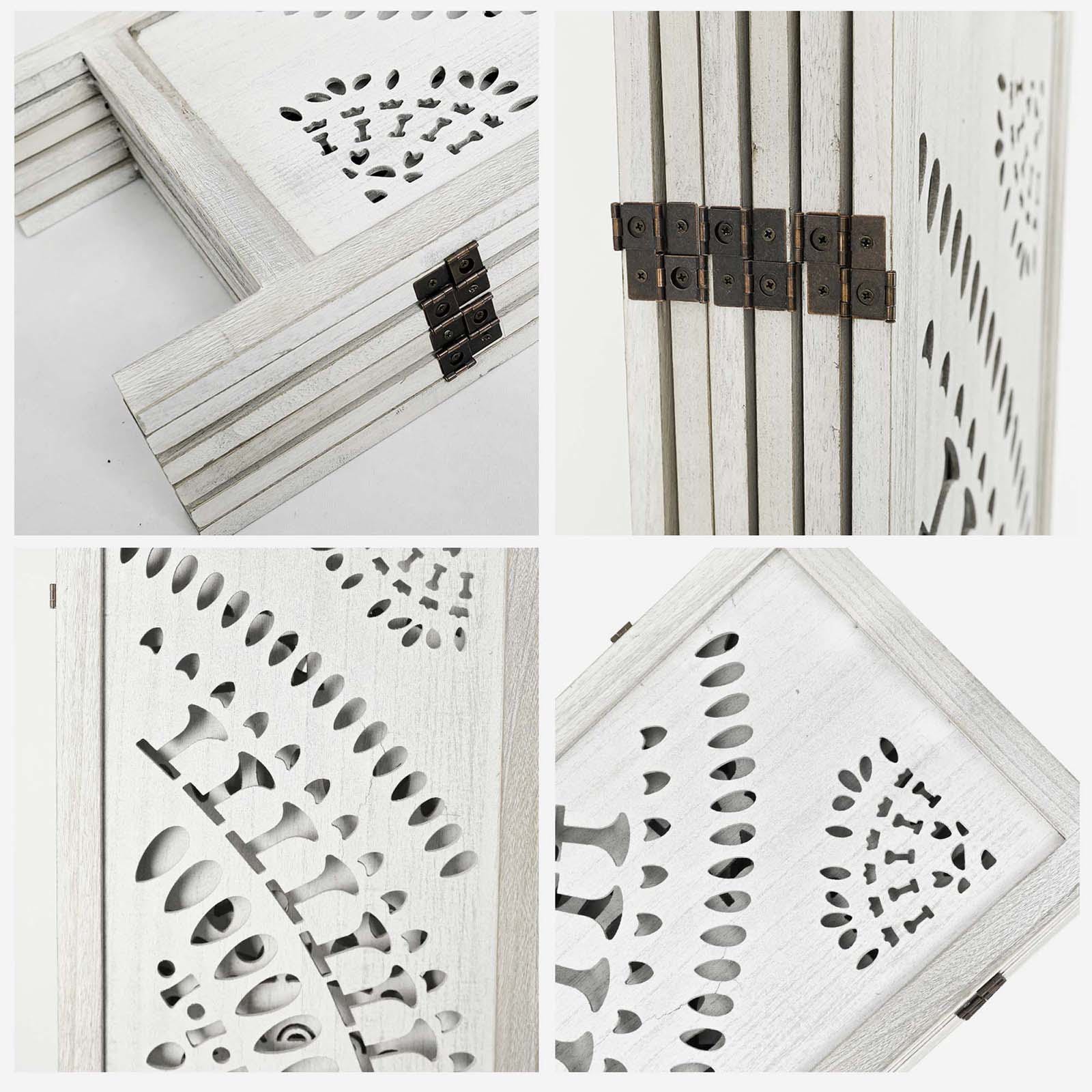 6 Panel Wood Folding Room Dividers 67” H Carved Privacy Screens Freestanding