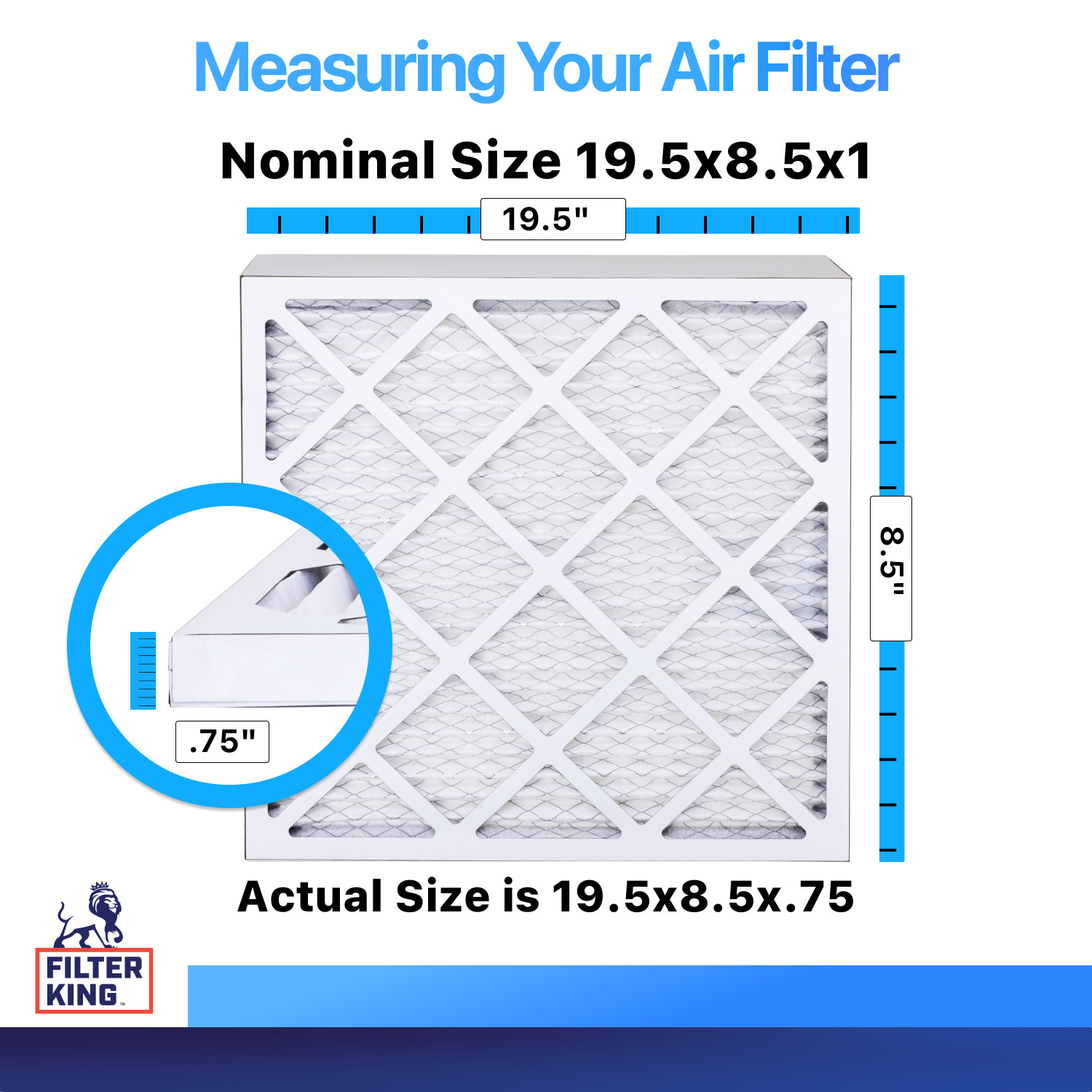 Filter King 19.5×8.5×1 Air Filter 4-PACK MERV 8 Actual Size 19.5 x 8.5 x .75″