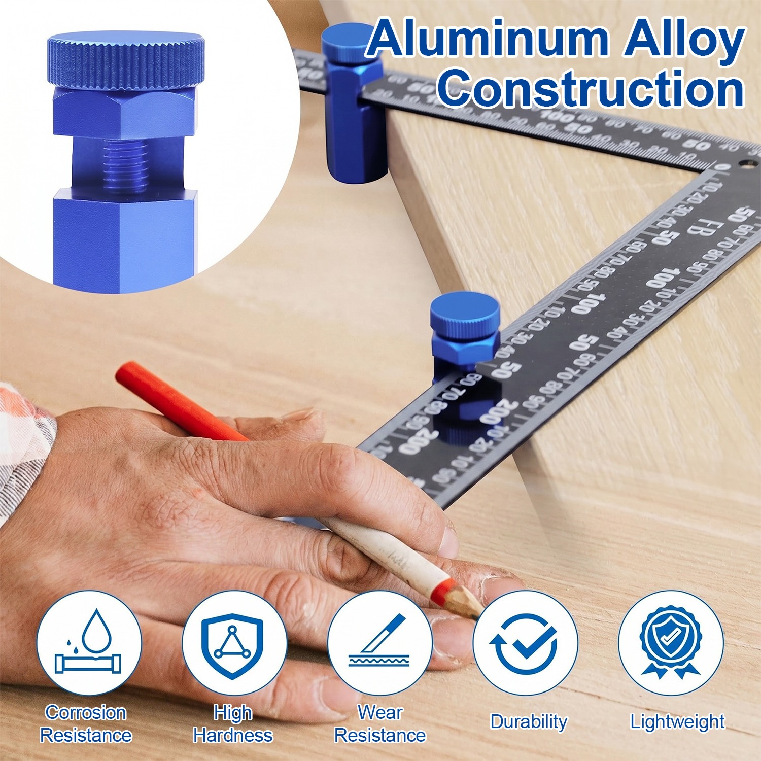 Tall Stair Gauges for Framing Square with Holder&Carabiner Knobs,Versatile Circu