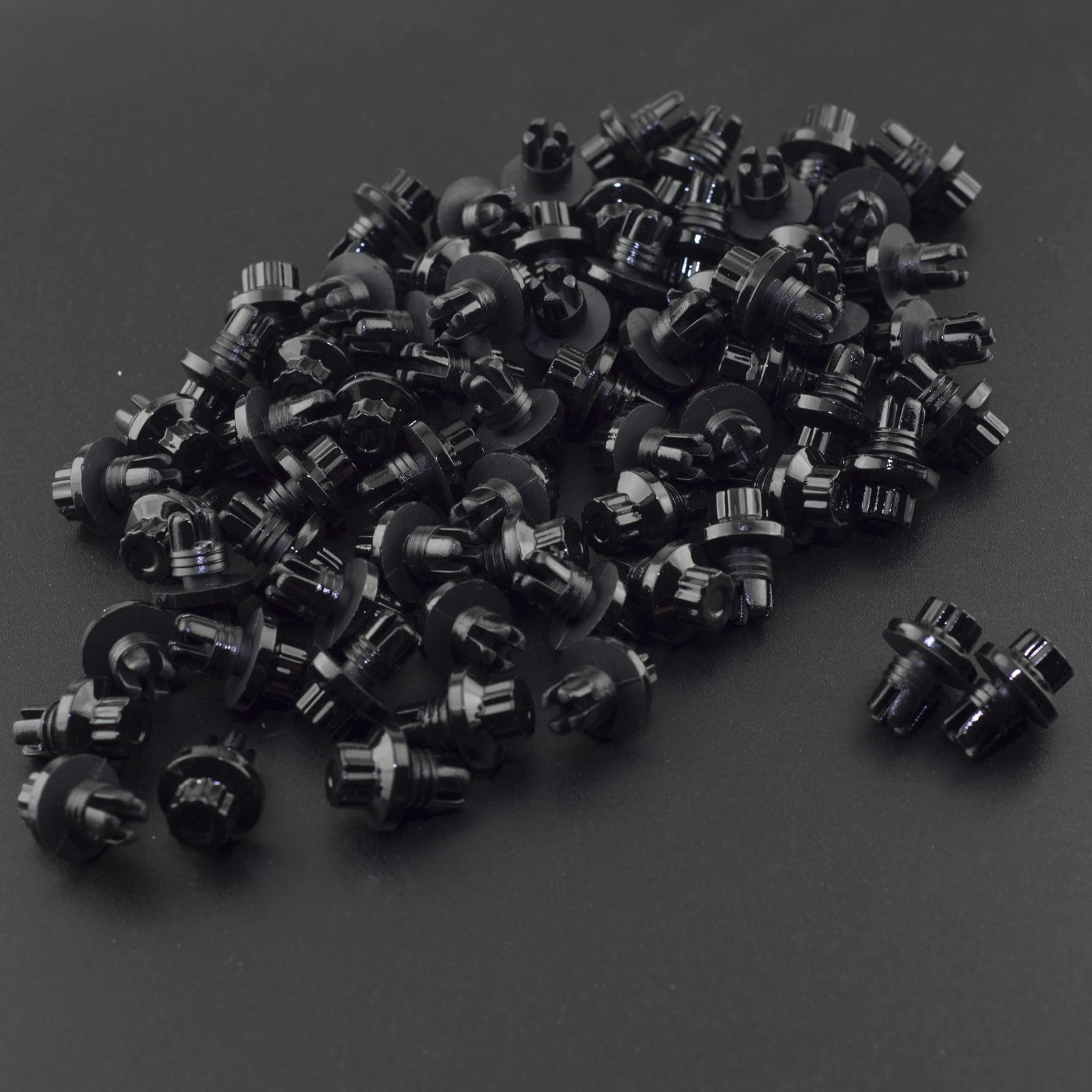 Wheel Rivets Nuts Set of 50 for 7.8mm/0.31in Hole Rivets ABS Plastic Black