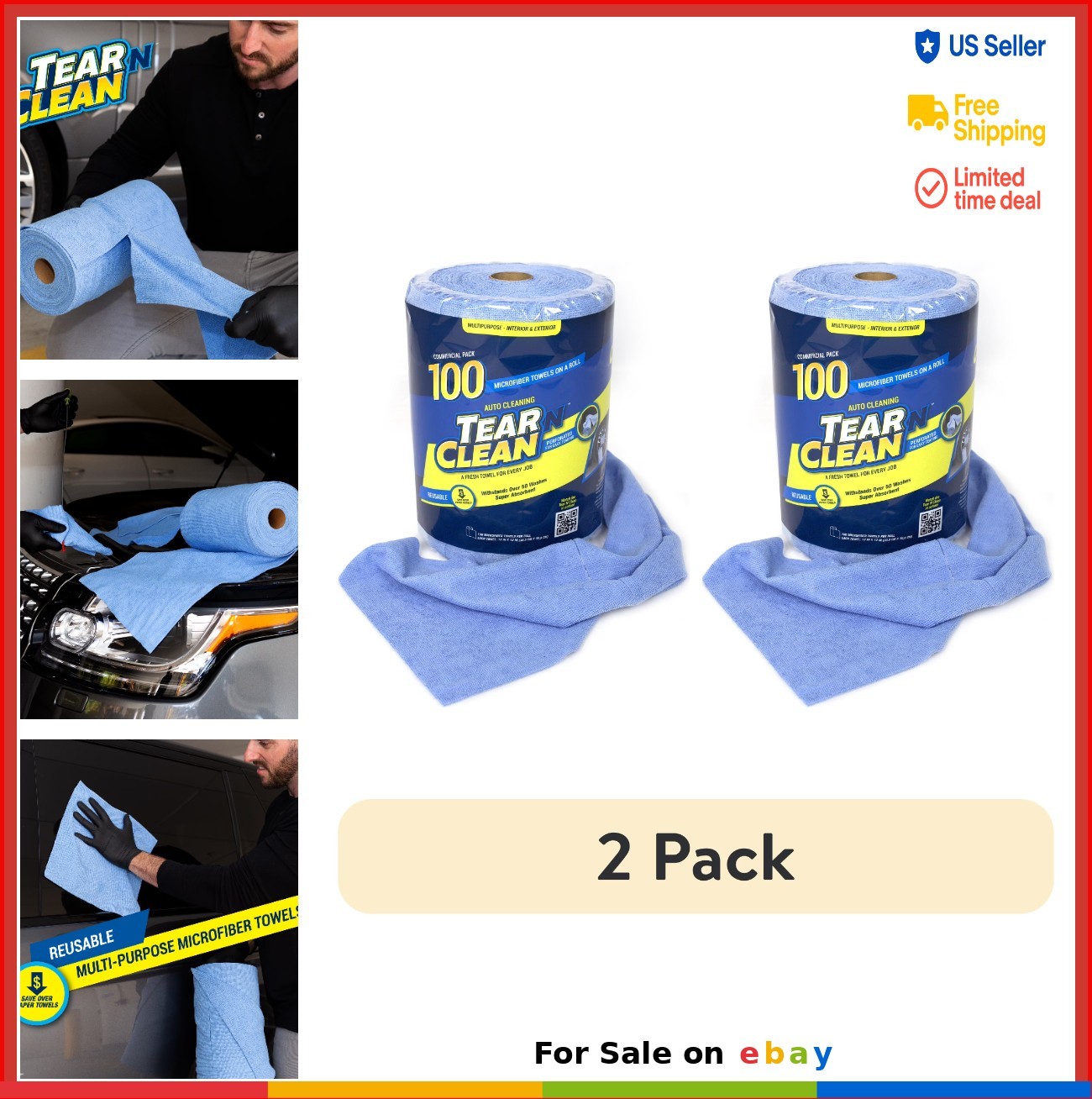 Reusable Microfiber Towels 12×12 Inch 100 Pack Easy Tear Machine Washable