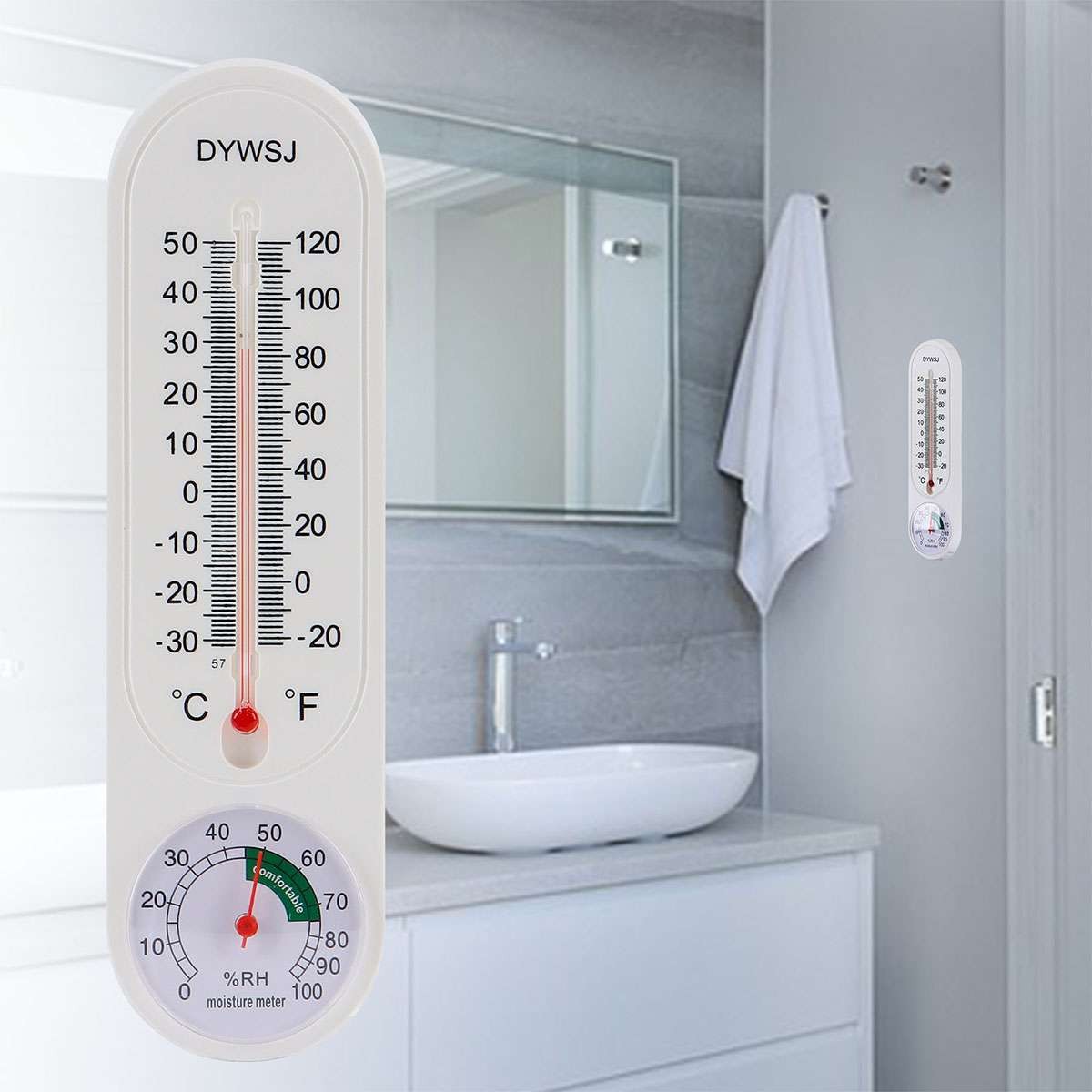 Wall Thermometer Mount Garden Greenhouse Home Humidity Meter Tool Indoor Outdoor