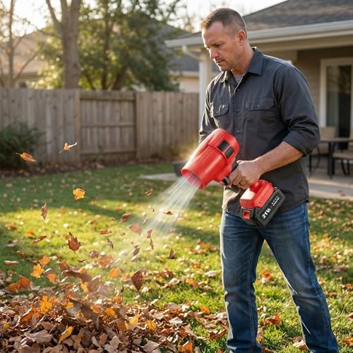 Power Leaf Blower,21V Cordless Leaf Blower, 2X 4.0Ah Batteries Handheld