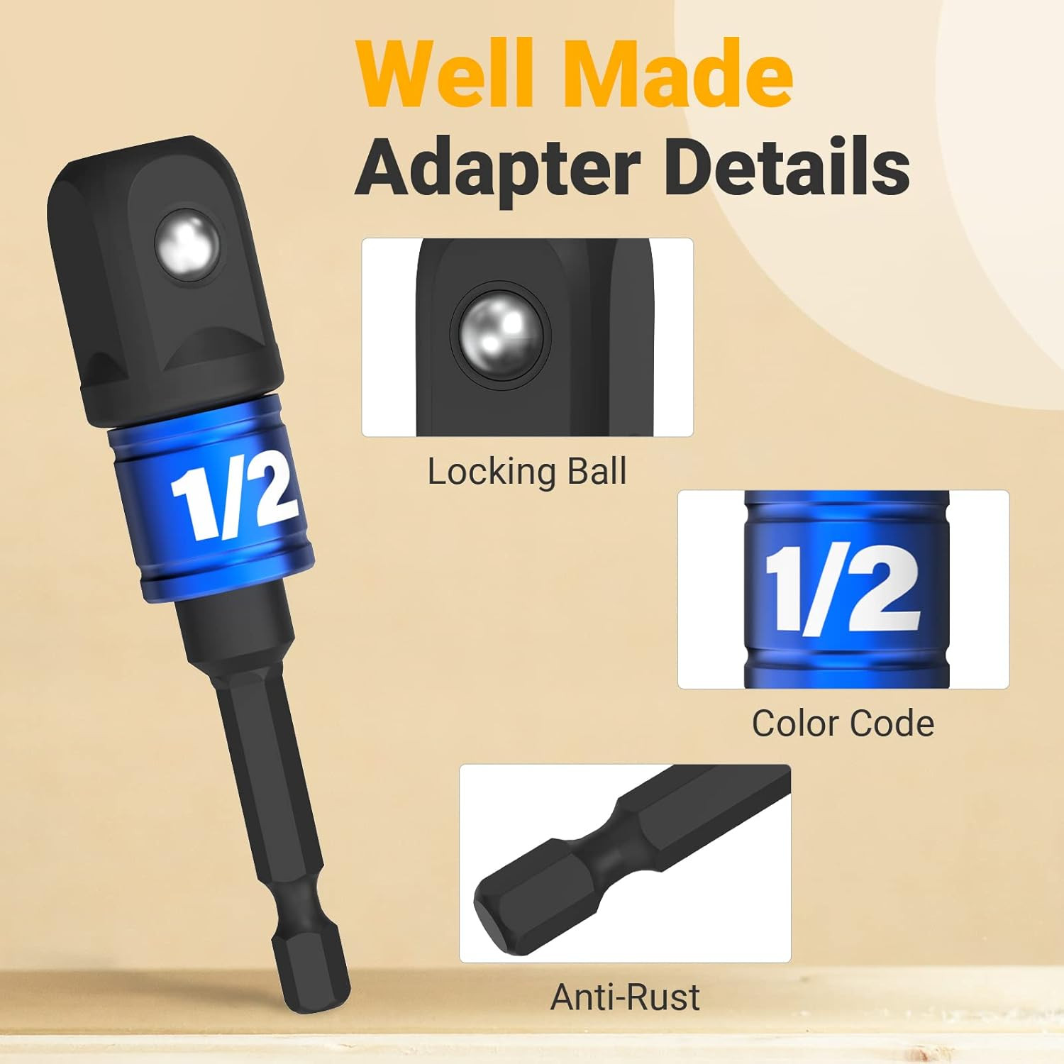 Impact Socket Adapter Set for Drill – Tools for Men Gadgets 1/4″ 3/8″ 1/2″ Impac