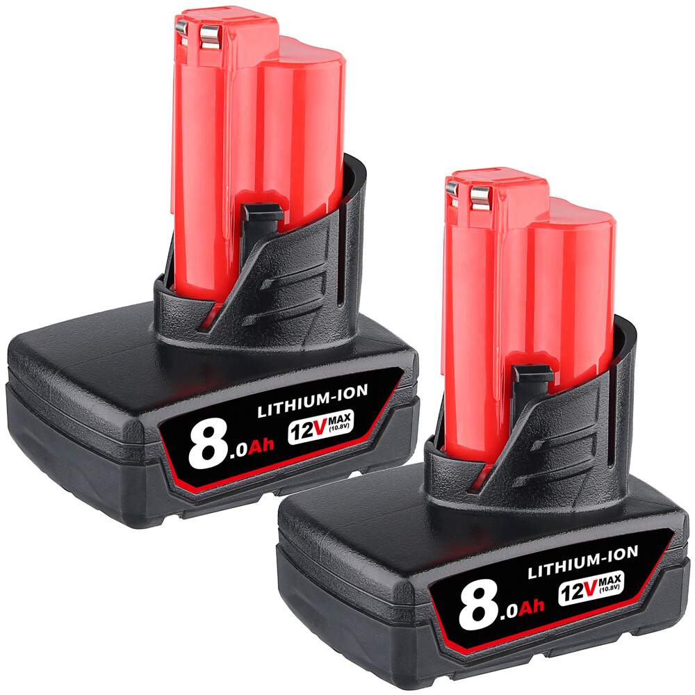 2Pack 8.0Ah Battery For Milwaukee for M12 LITHIUM Extended Capacity 48-11-2460