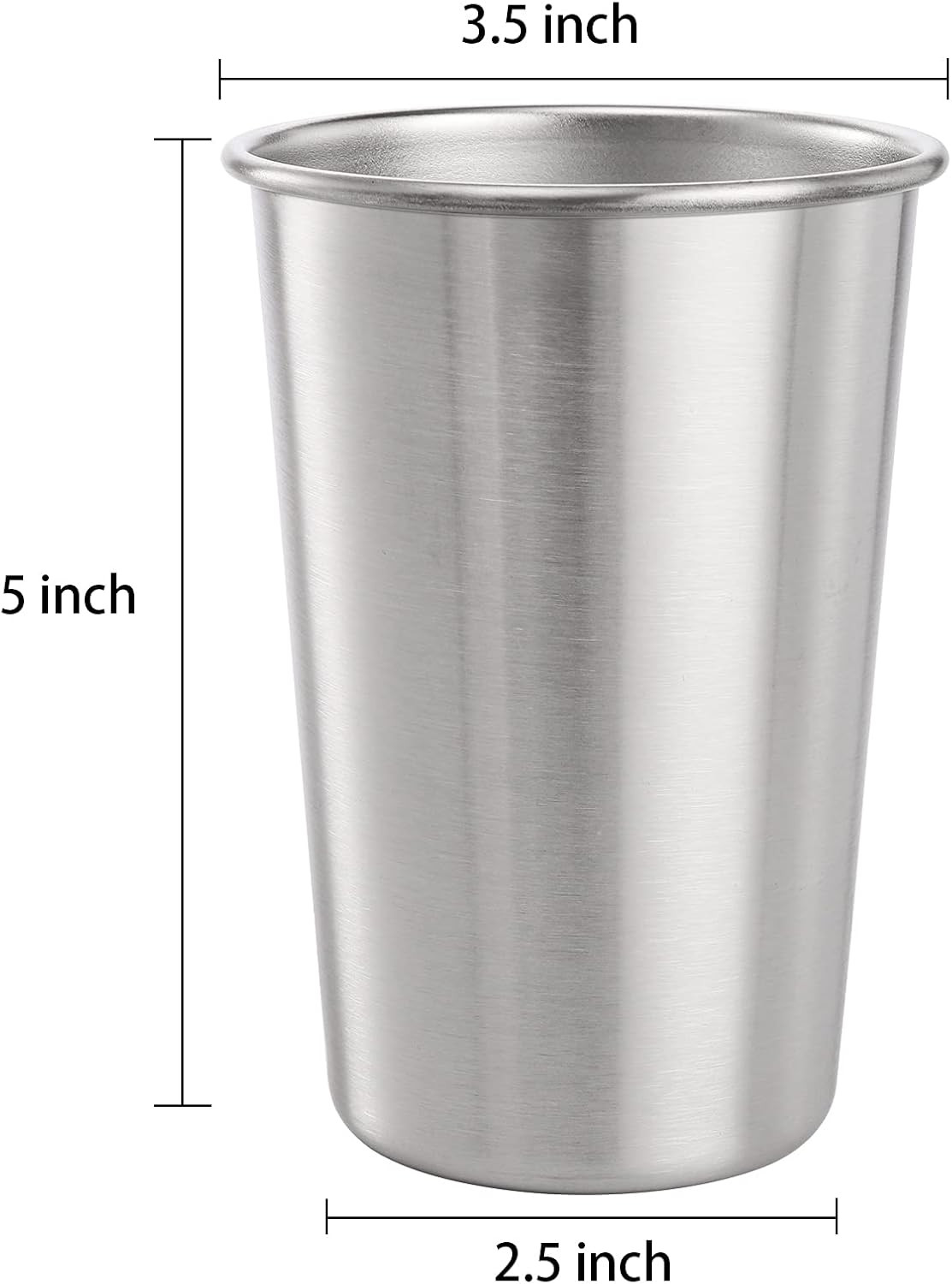 6 Pack 16 oz Stainless Steel Pint Cups Metal Cups Unbreakable Drinking Glasses W