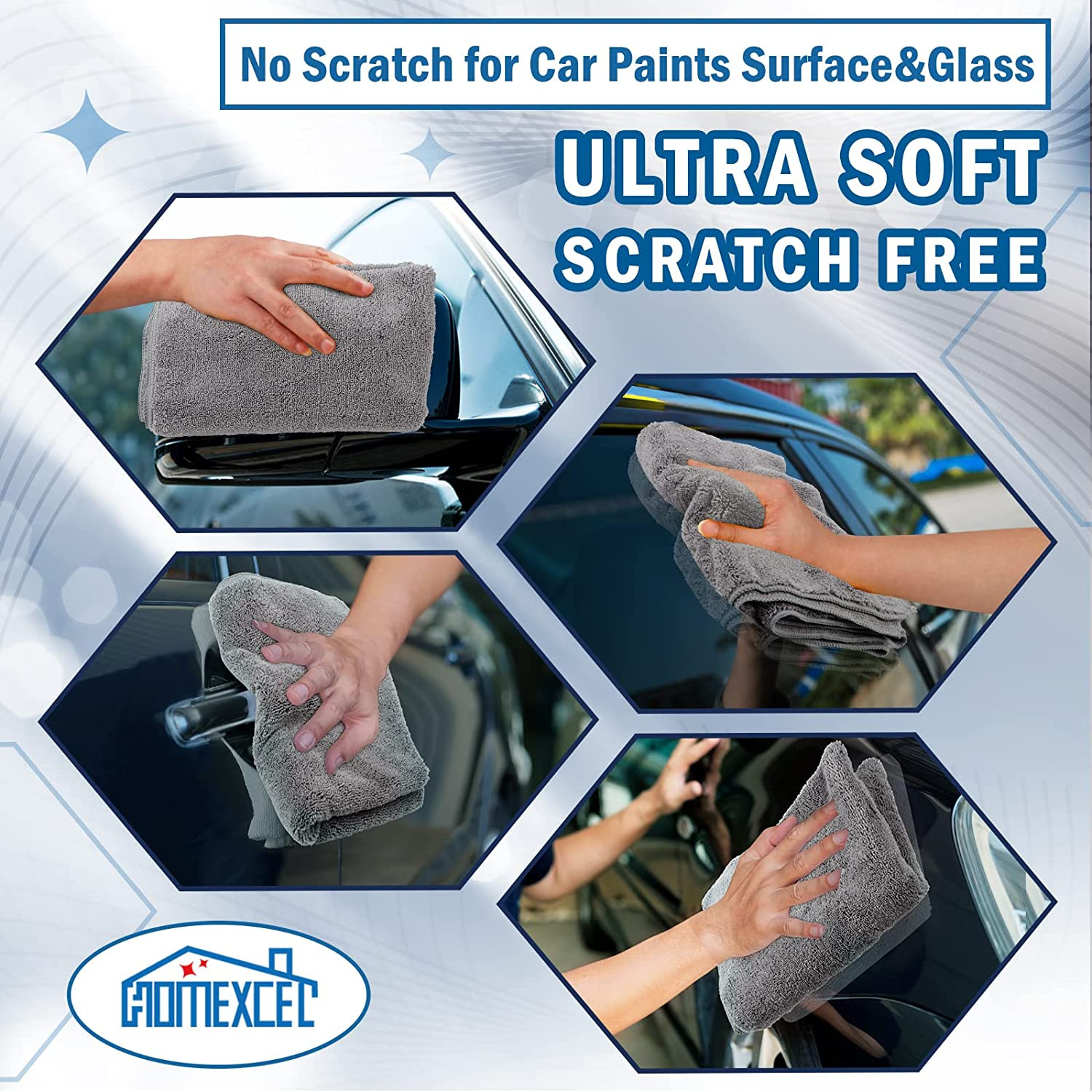 Professional Large Microfiber Car Drying Towels 2 Pack, Lint Free, Scratch Free,