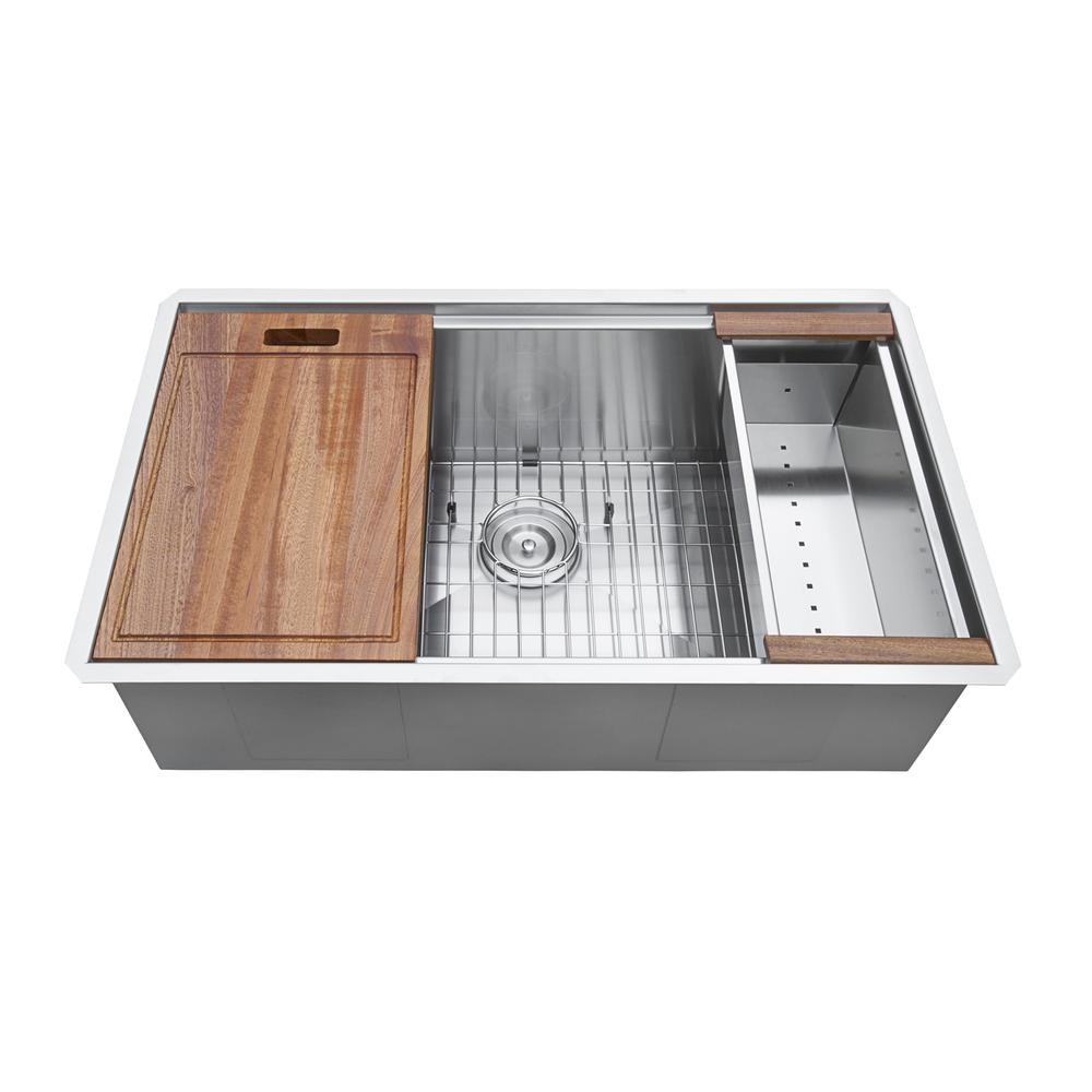 Ruvati 32-inch Workstation Ledge Undermount 16 Gauge Stainless Steel Kitchen…