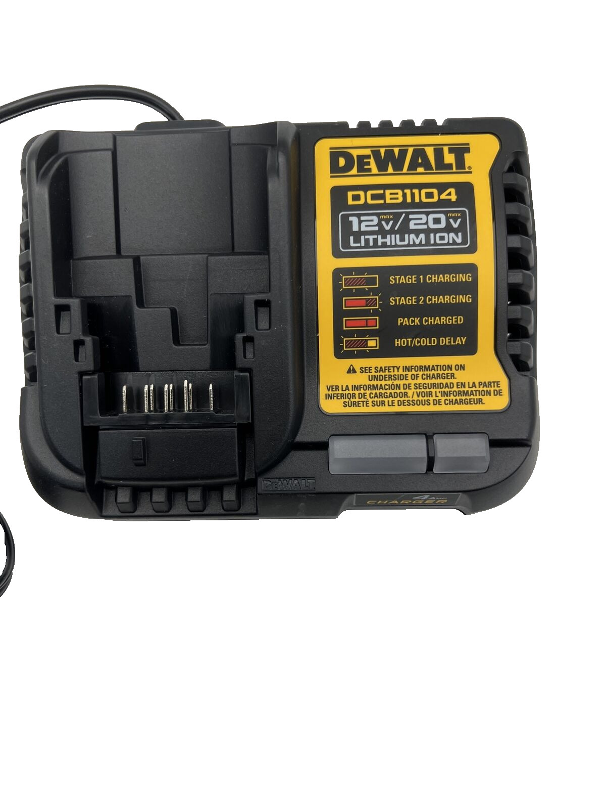 DEWALT 4 Amp Battery Charger 12V & 20V Volt MAX Li-Ion DCB1104 (OB)