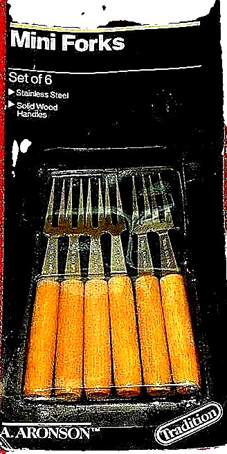 Aronson Mini Cocktail Forks Stainless Steel Wood Handle 6pk **