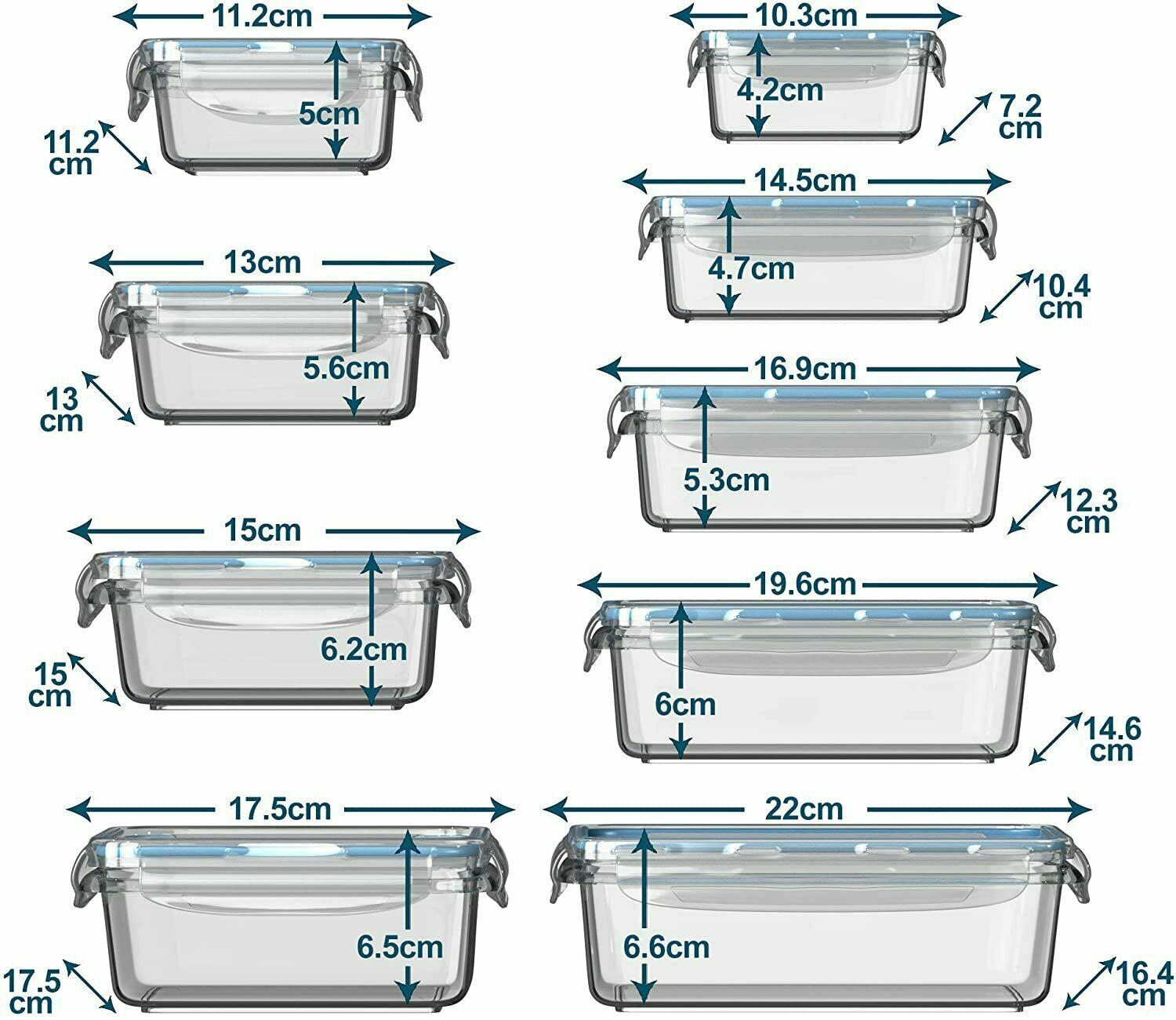 Razab Set of 35 PC Glass and Plastic Food Storage Containers with Airtight Lids