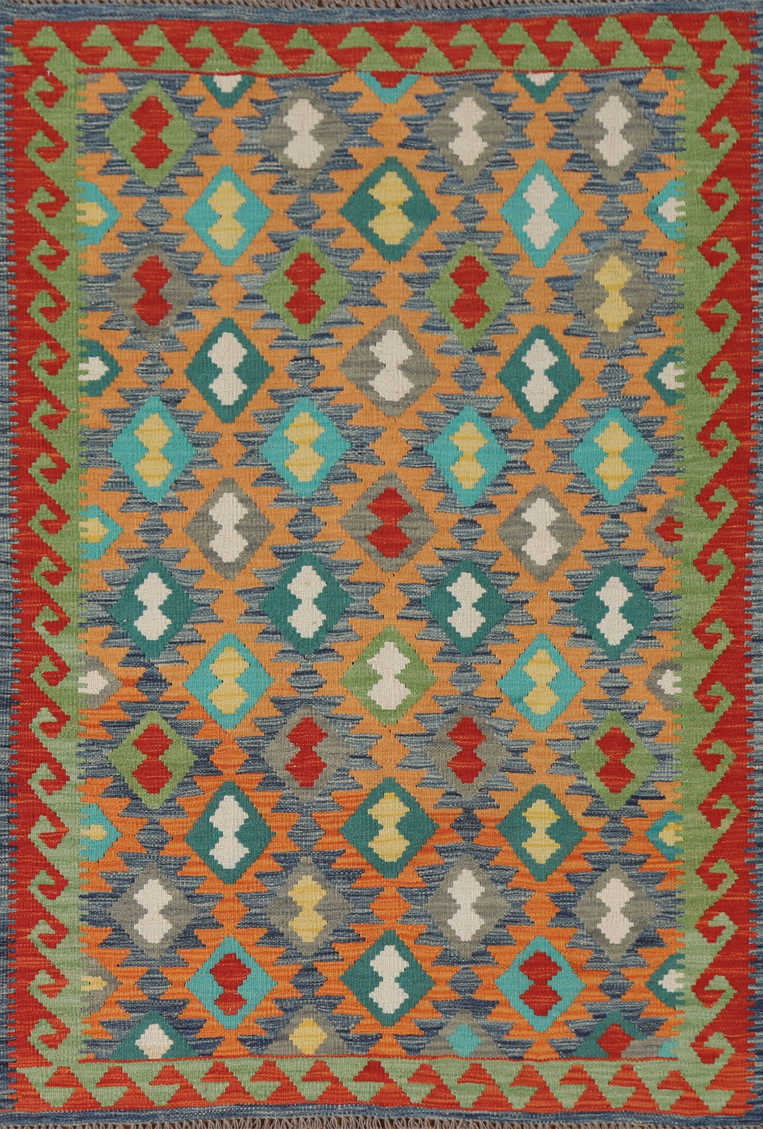 Reversible Kilim Oriental Rug 4×6 Flat-weave Southwestern Carpet for Any Room