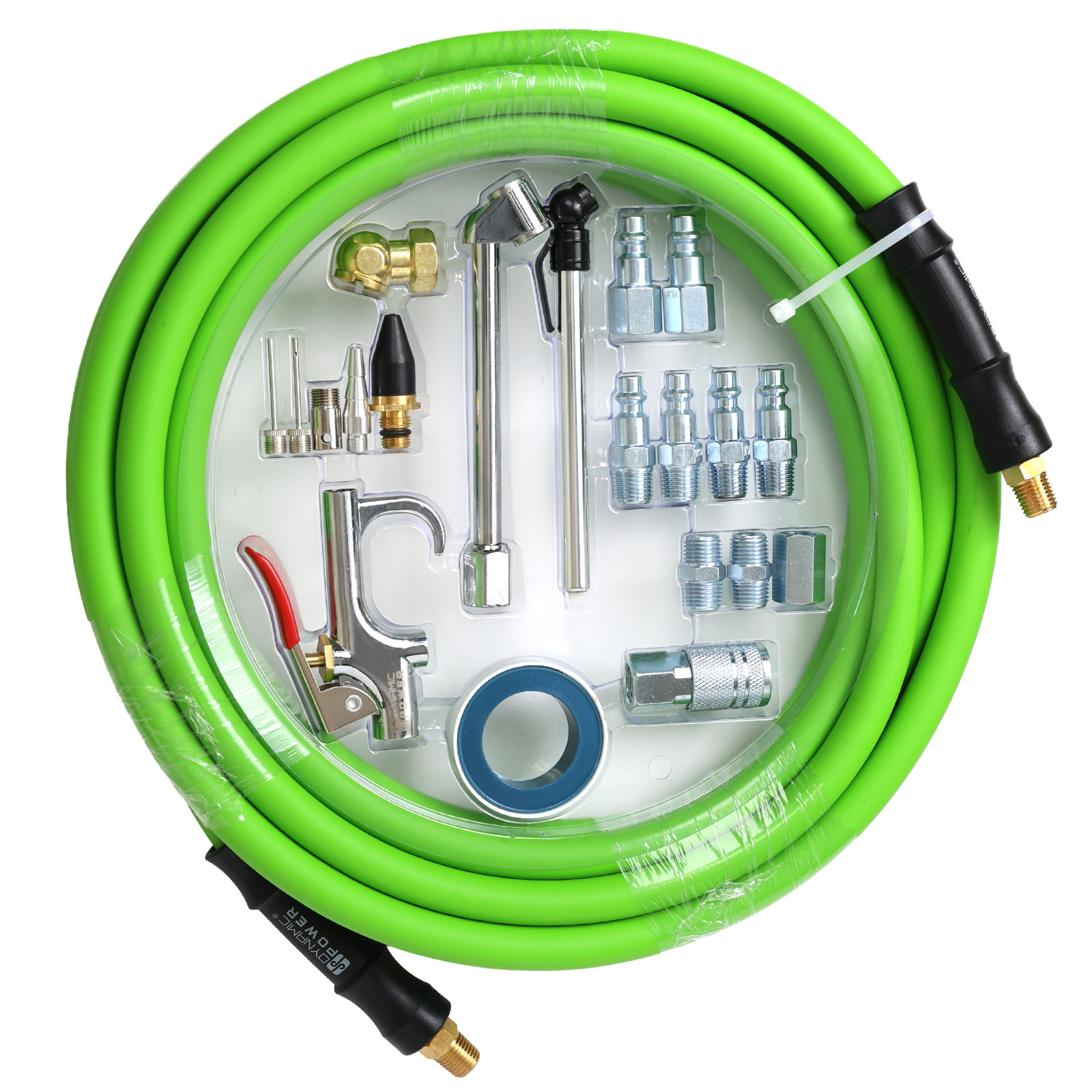 20pcs Hybrid Air Hose Kit, 3/8″ x 25-FT Premium Air Compressor Accessory Set