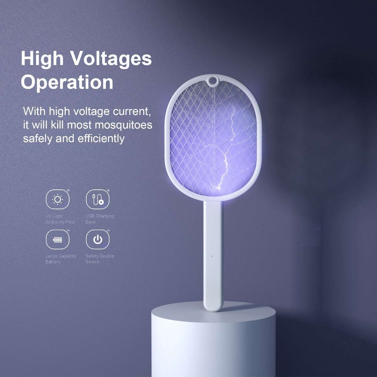 Handheld USB Rechargeable Mosquito Fly Swatter Zapper Killer Bug Insect Racket
