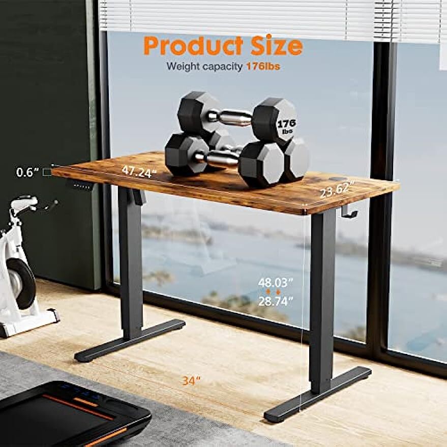 40-63 Inch Electric Height Adjustable Desk Home Office Standing Computer Table