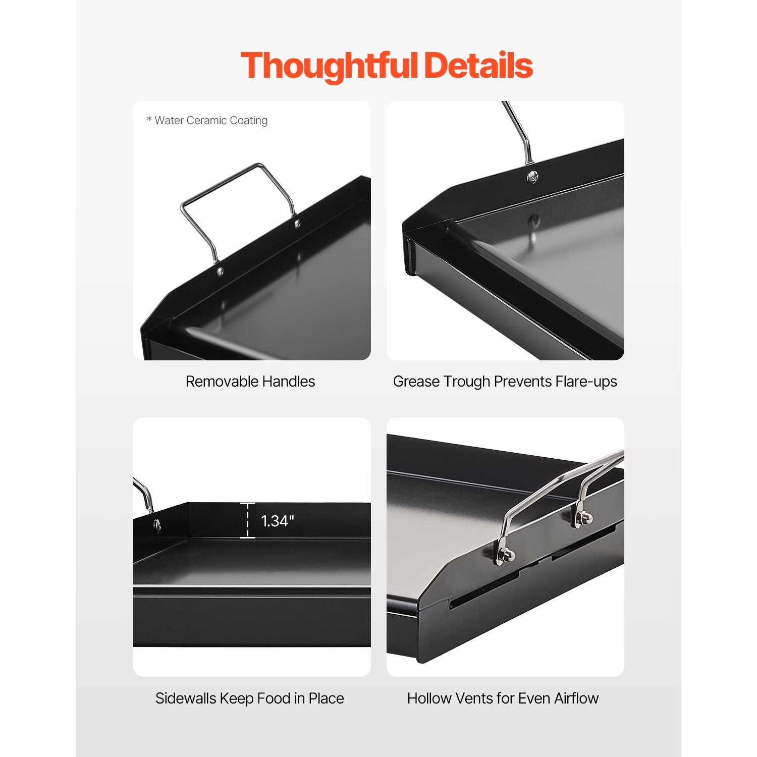 24×16 in Flat Top Griddle Carbon Steel Universal BBQ Grill Pan Cookware