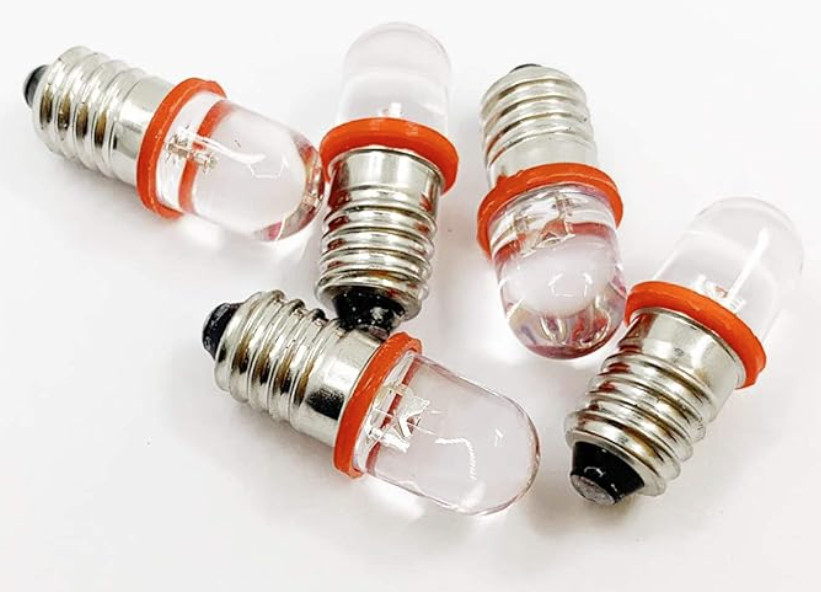 Pack of 5 Premium E10 Screw Base LED Miniature Indicator Light Bulbs Red Color