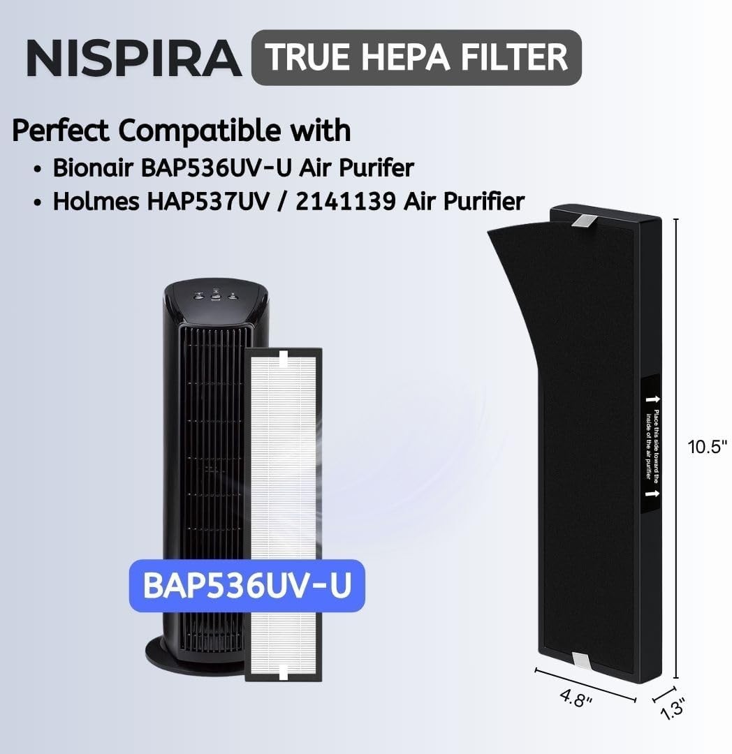 Nispira 182550 Filter Replacement for Bionaire BAP536UV-U Air Purifier, 1 Pack