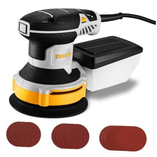 Orbital Sander Corded Hand Sander: 5″ Random Orbital Sander with Dust Yellow