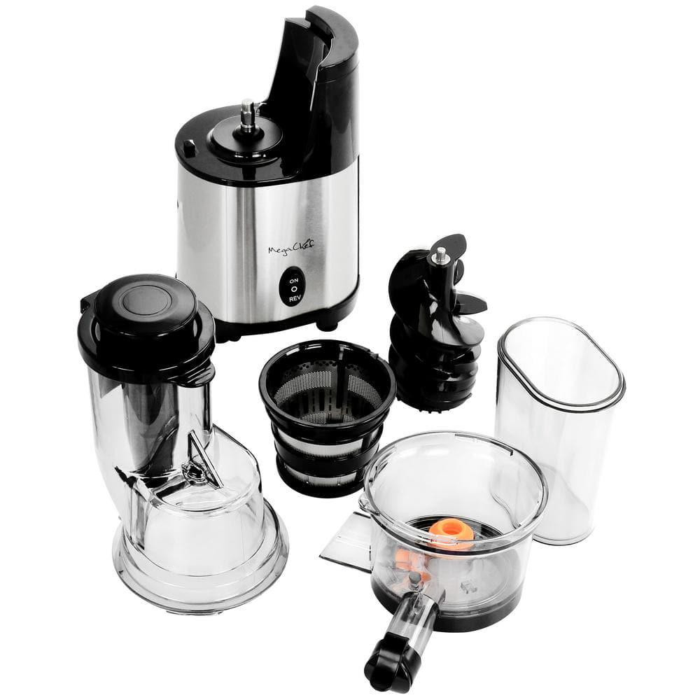 MegaChef Pro Slow Juicer Stainless Steel 200W Anti-Drip Dishwasher Safe Parts